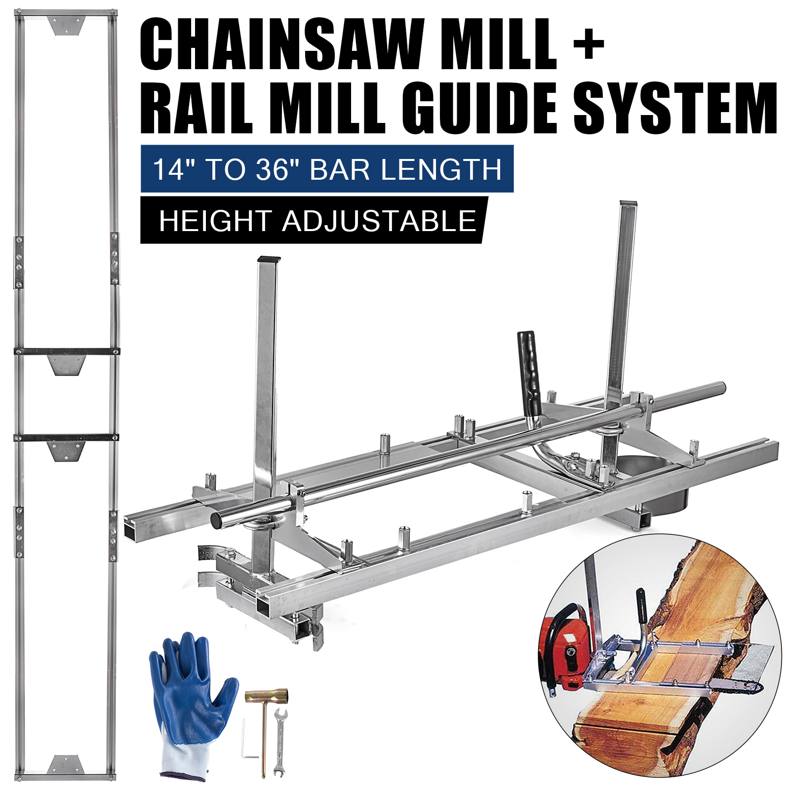 Chainsaw mill 36" Inch Planking Milling 14" to 36" Guide Bar + Guide