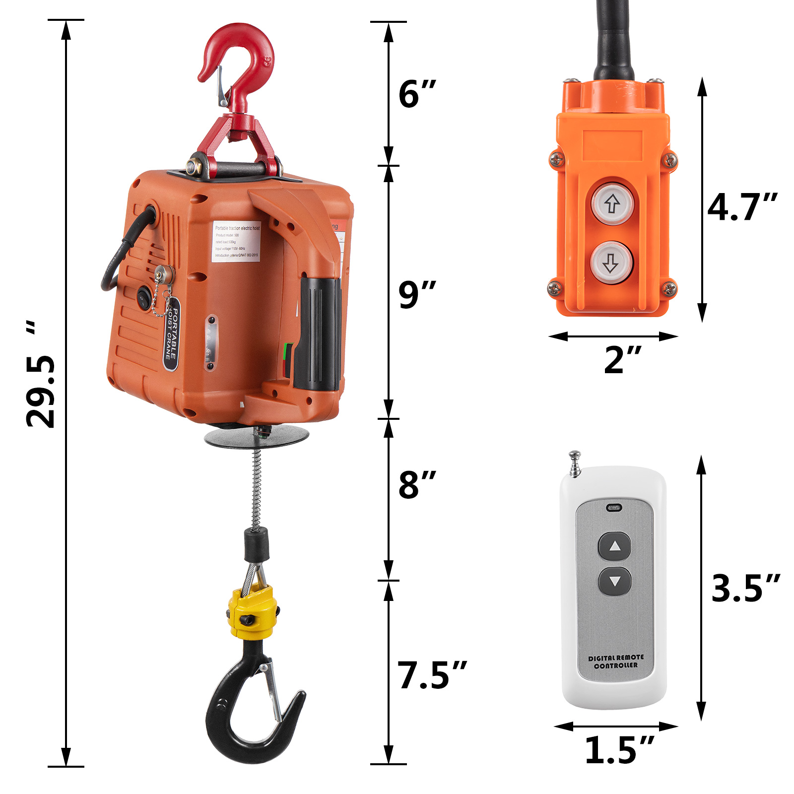 3-in-1 Electric Hoist Winch Portable Crane 1100lbs Wired/Wireless Remote Control 3-in-1 Electric Hoist Winch Portable Crane 1100lbs Wired/Wireless Remote Control