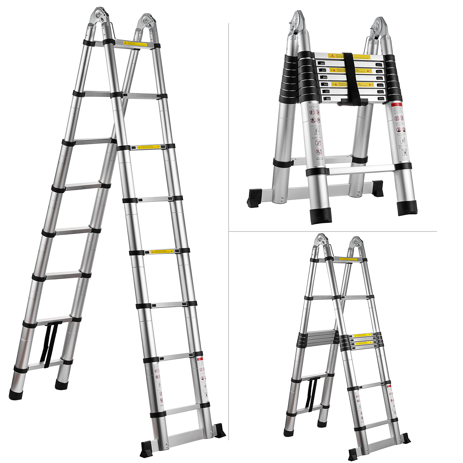 5M Heavy Duty Multi-Purpose Aluminum Telescopic Ladder Extendable Steps EN131 AA