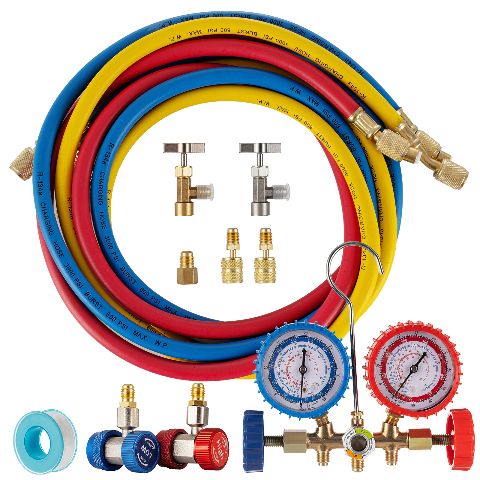 3,5CFM 1/4hp Air Vacuum Pump HVAC Refrigeration AC Manifold Gauge Set R134a Kit 3,5CFM 1/4hp Air Vacuum Pump HVAC Refrigeration AC Manifold Gauge Set R134a Kit