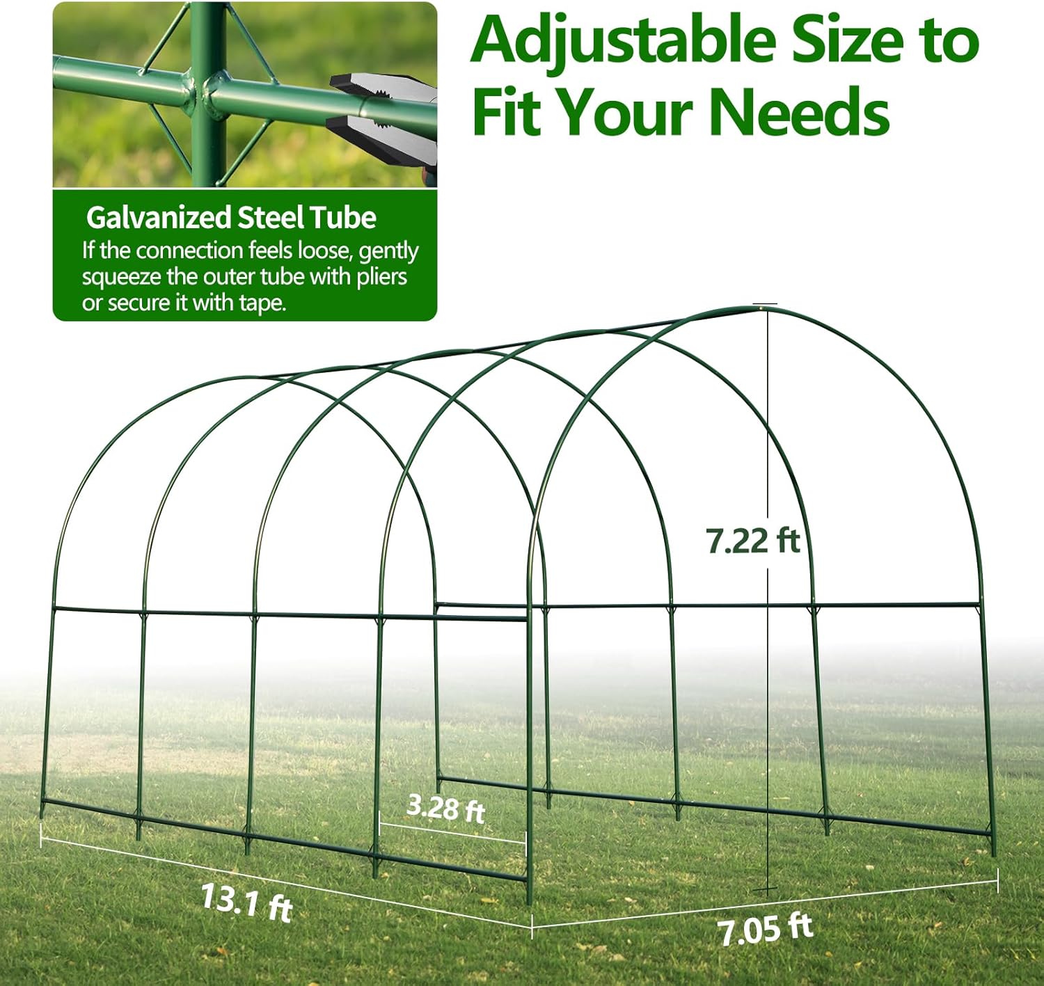 13' L x 7' W x 7.2' H Large Garden Support Arch Frame Climbing