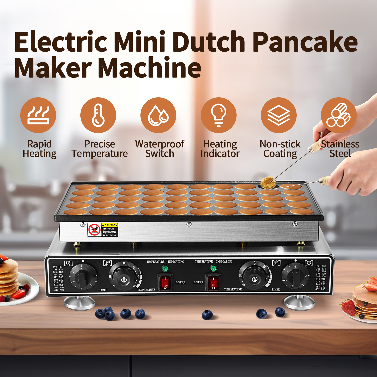 50hole Electric Waffle Maker Machine Mini Pancake Maker Muffin Baker W/ Timer