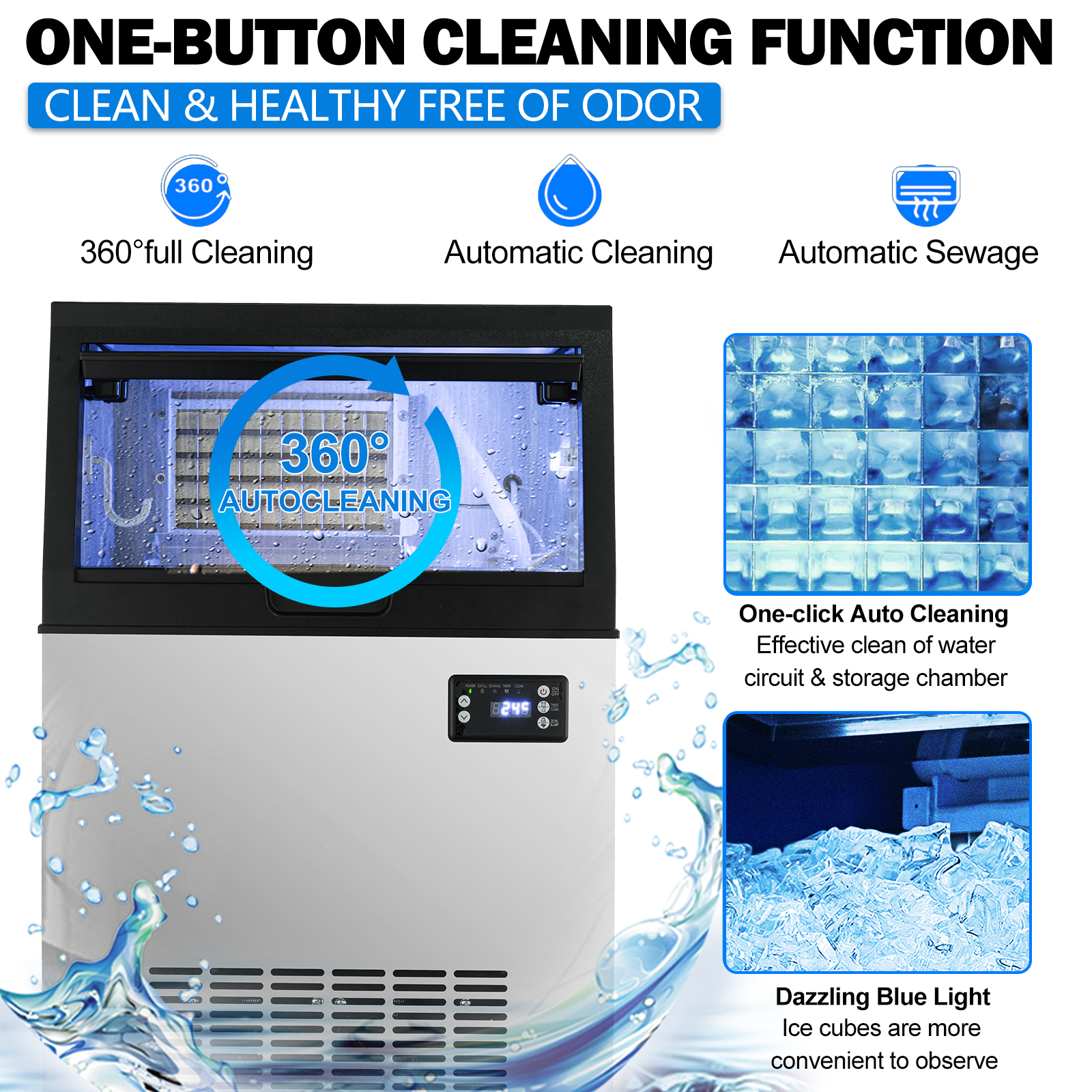 110V 132LBS/24H Commercial Ice Maker Built-in Ice Cube Machine 33Lb Bin Storage 110V 132LBS/24H Commercial Ice Maker Built-in Ice Cube Machine 33Lb Bin Storage