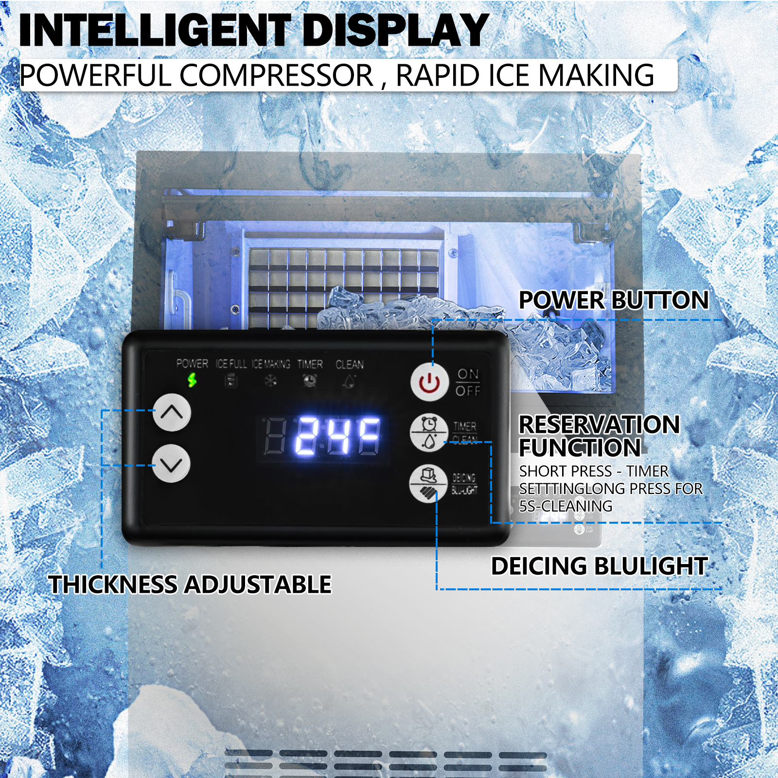 110V 132LBS/24H Commercial Ice Maker Built-in Ice Cube Machine 33Lb Bin Storage 110V 132LBS/24H Commercial Ice Maker Built-in Ice Cube Machine 33Lb Bin Storage