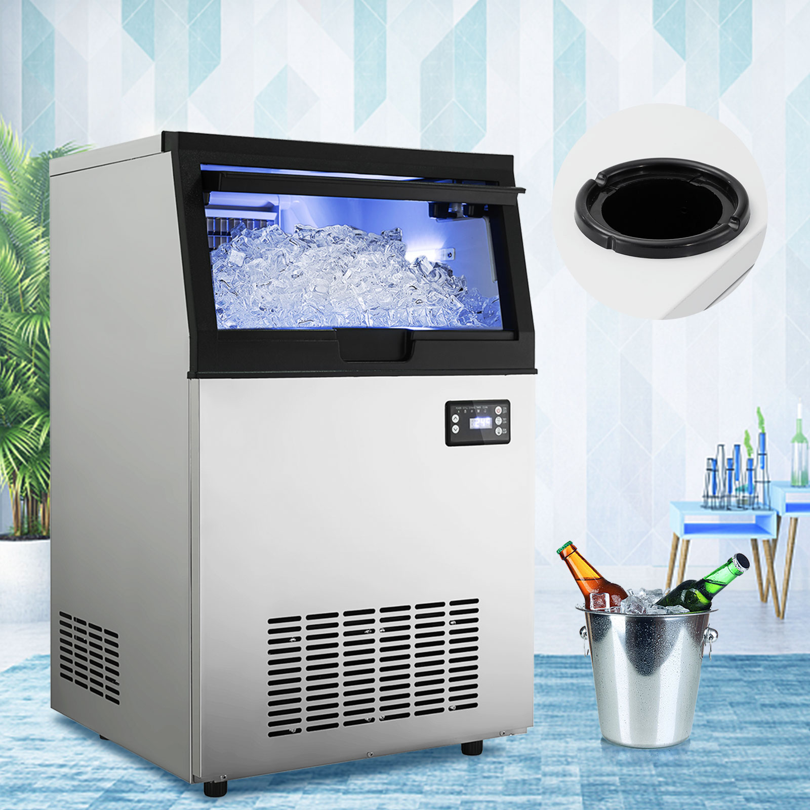 110V 132LBS/24H Commercial Ice Maker Built-in Ice Cube Machine 33Lb Bin Storage 110V 132LBS/24H Commercial Ice Maker Built-in Ice Cube Machine 33Lb Bin Storage