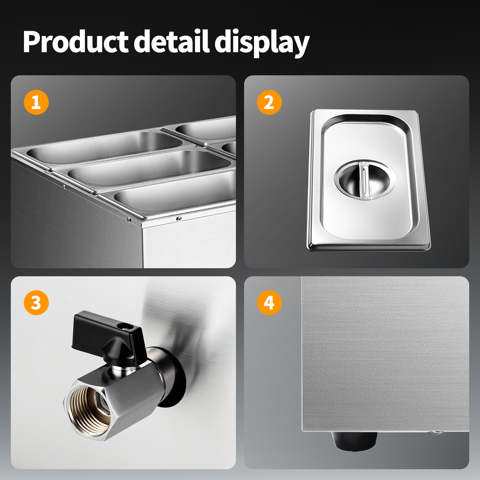 TAIMIKO Bain Marie en INOX Chauffe-Plat électrique Professionnel 2x1/2 GN Pan 2x1/4 GN Récipient