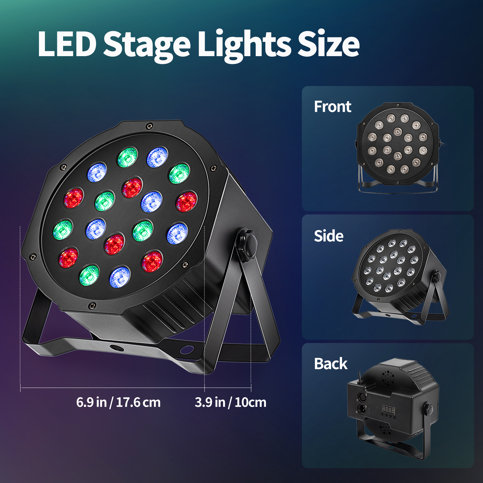 8 Pack LED Stage Lights DMX 18x3W RGB Par Can Lights with Remote
