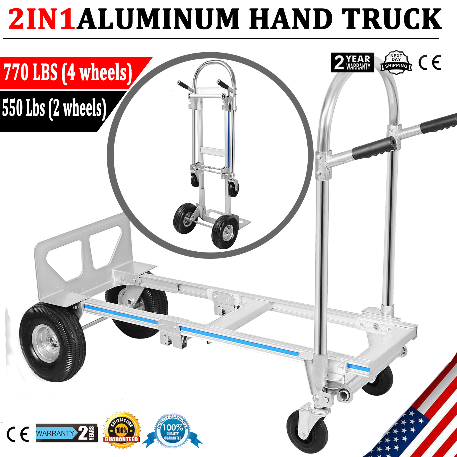 350kg New Folding Hand Cart Foldable Trolley Barrow Sack Truck Aluminium 2 in 1 350kg New Folding Hand Cart Foldable Trolley Barrow Sack Truck Aluminium 2 in 1