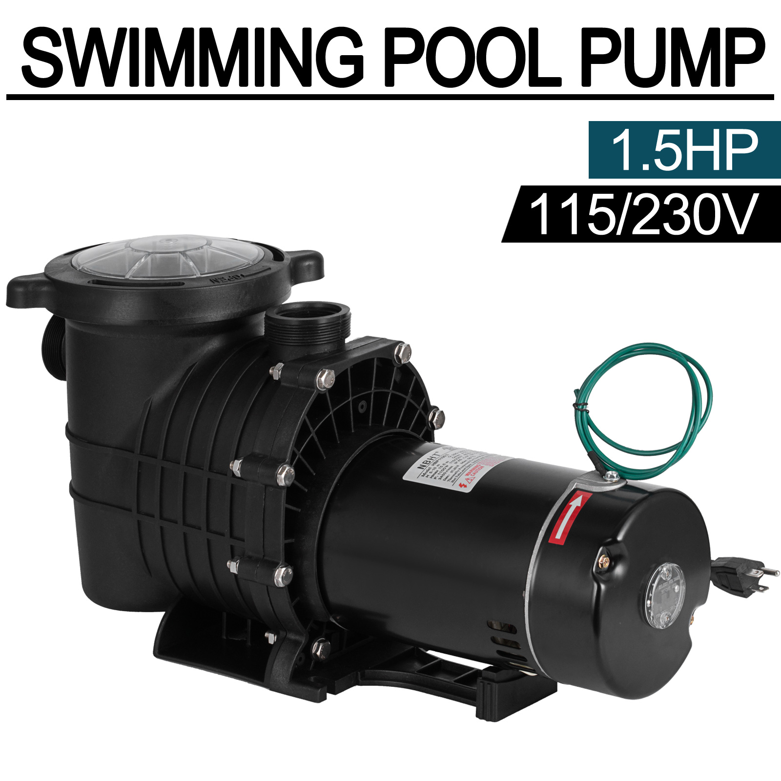 Portable 115/230V 1.5HP Swimming Spa Pool Pump Motor Strainer InGround