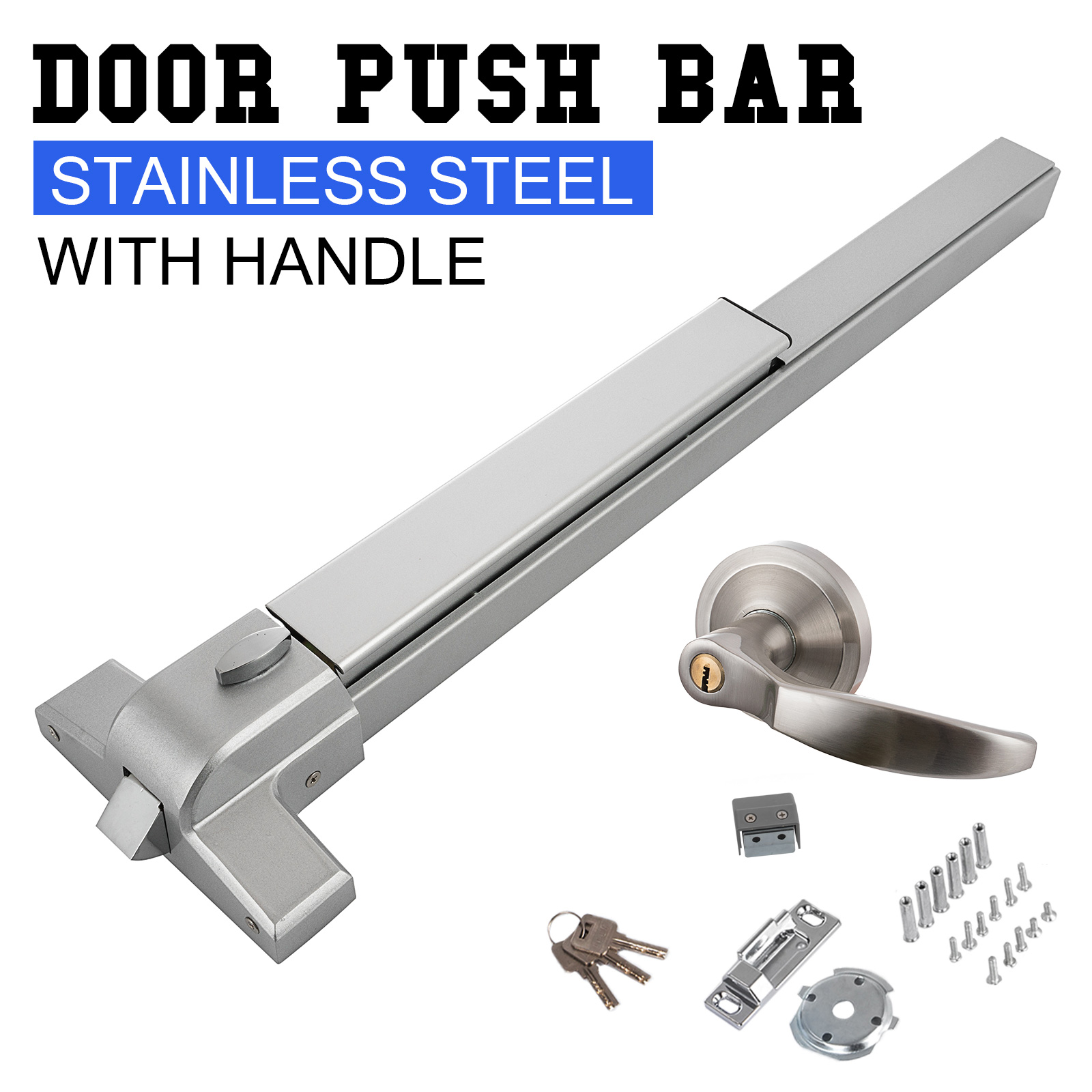 Door Push Bar Panic Exit Device Lock Vertical Emergency Hardware Aluminum Handle 886373406393 | eBay How To Lock A Push Bar Door Without Key