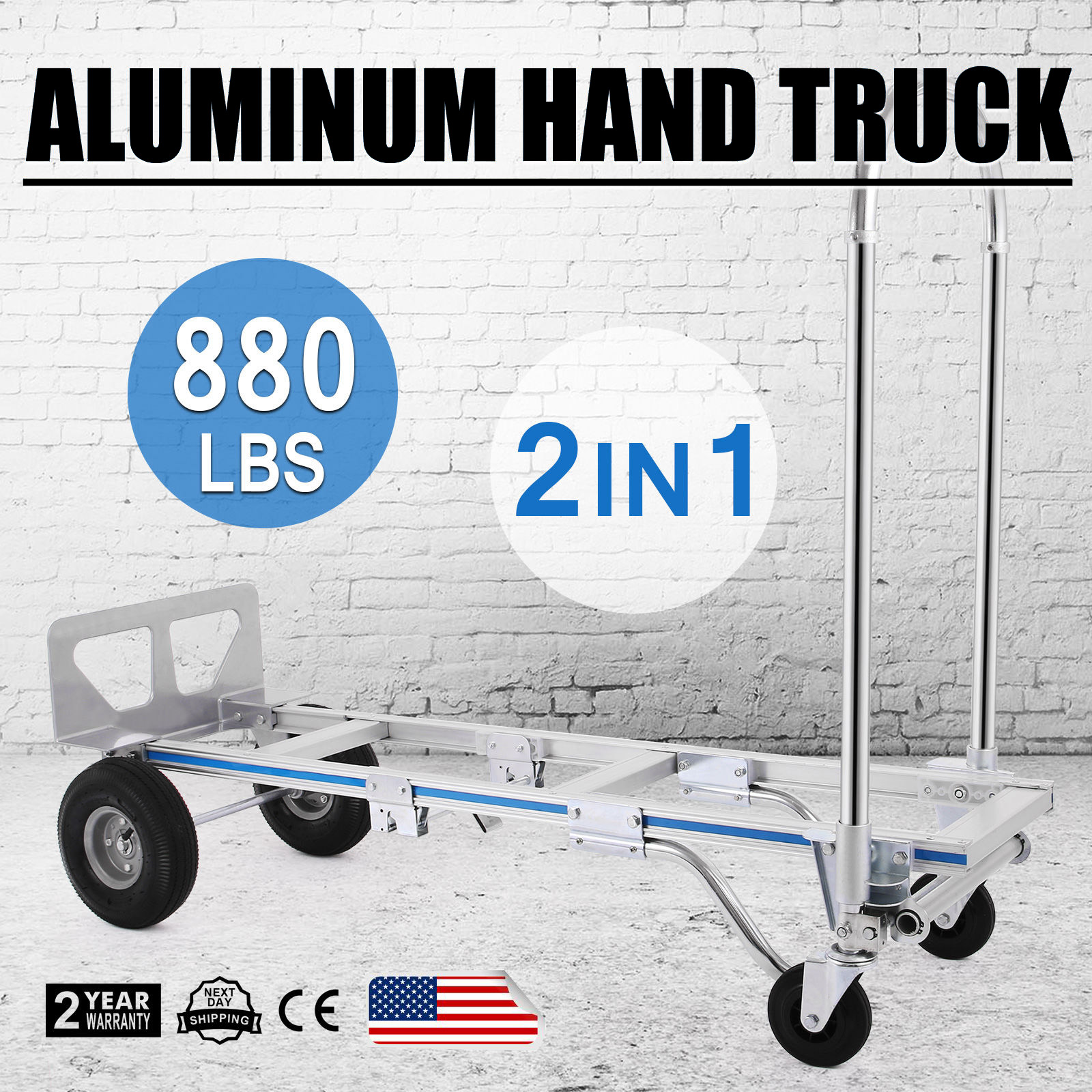 400kg Folding Aluminium Heavy Duty Platform Trolley Hand Truck Foldable Cart New