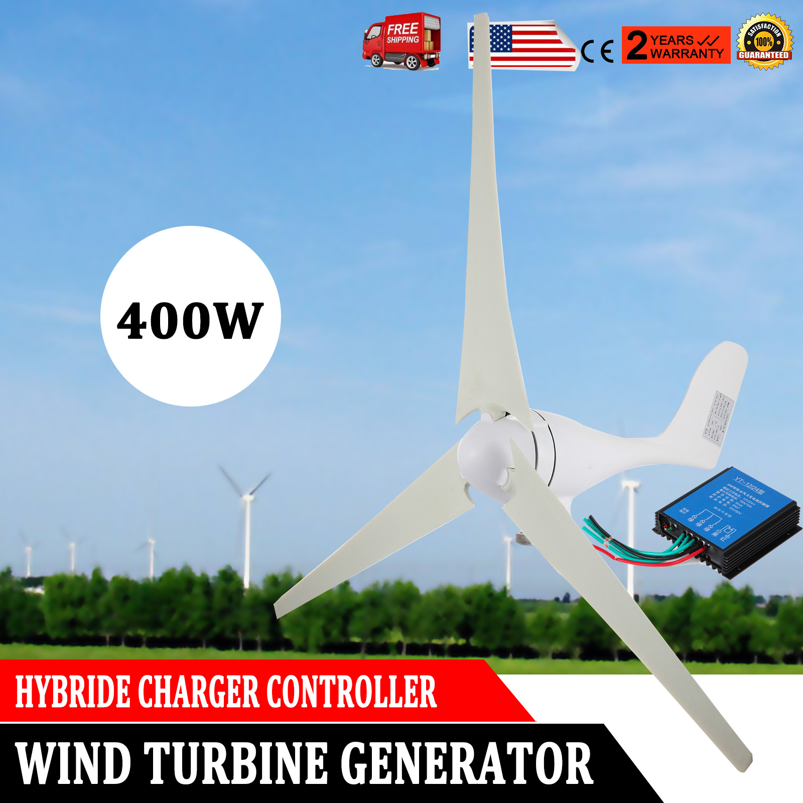 400W Wind Turbine Generator 20A DC Wind Charger Controller Home Power