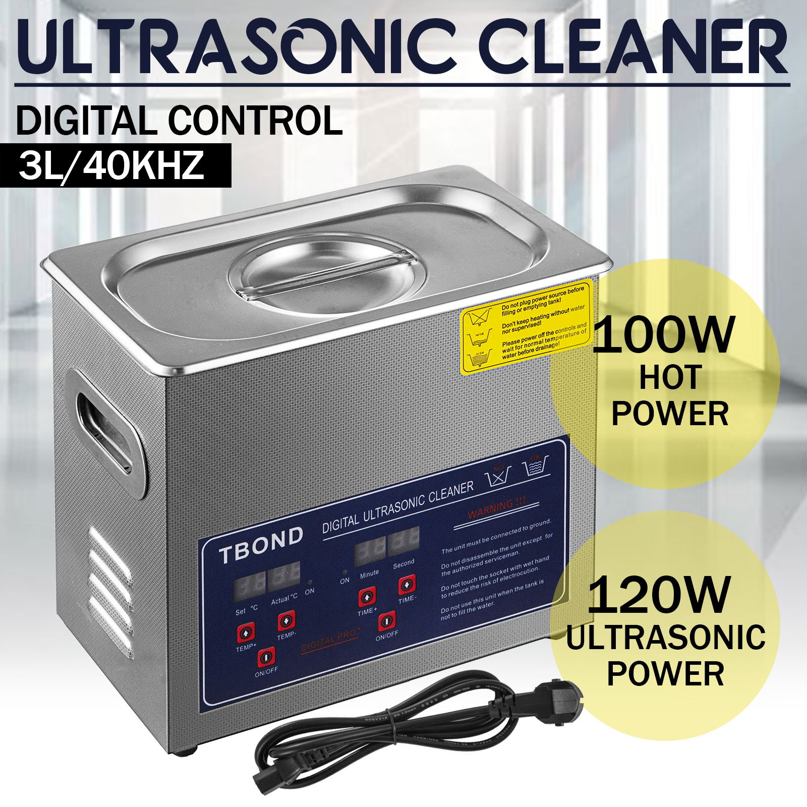 3L Ultrasonic Cleaner Cleaning Equipment Liter Industry Heated W/ Timer