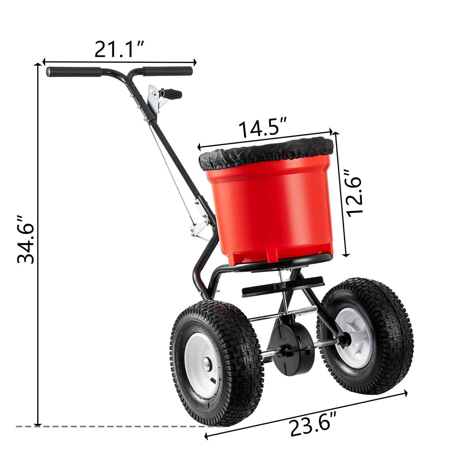 90LBS Walk Behind Push Spreader, Fertilizer Spreader for Seed,Fertilizer,Salt with 12.5-Inch Pneumatic Wheels 