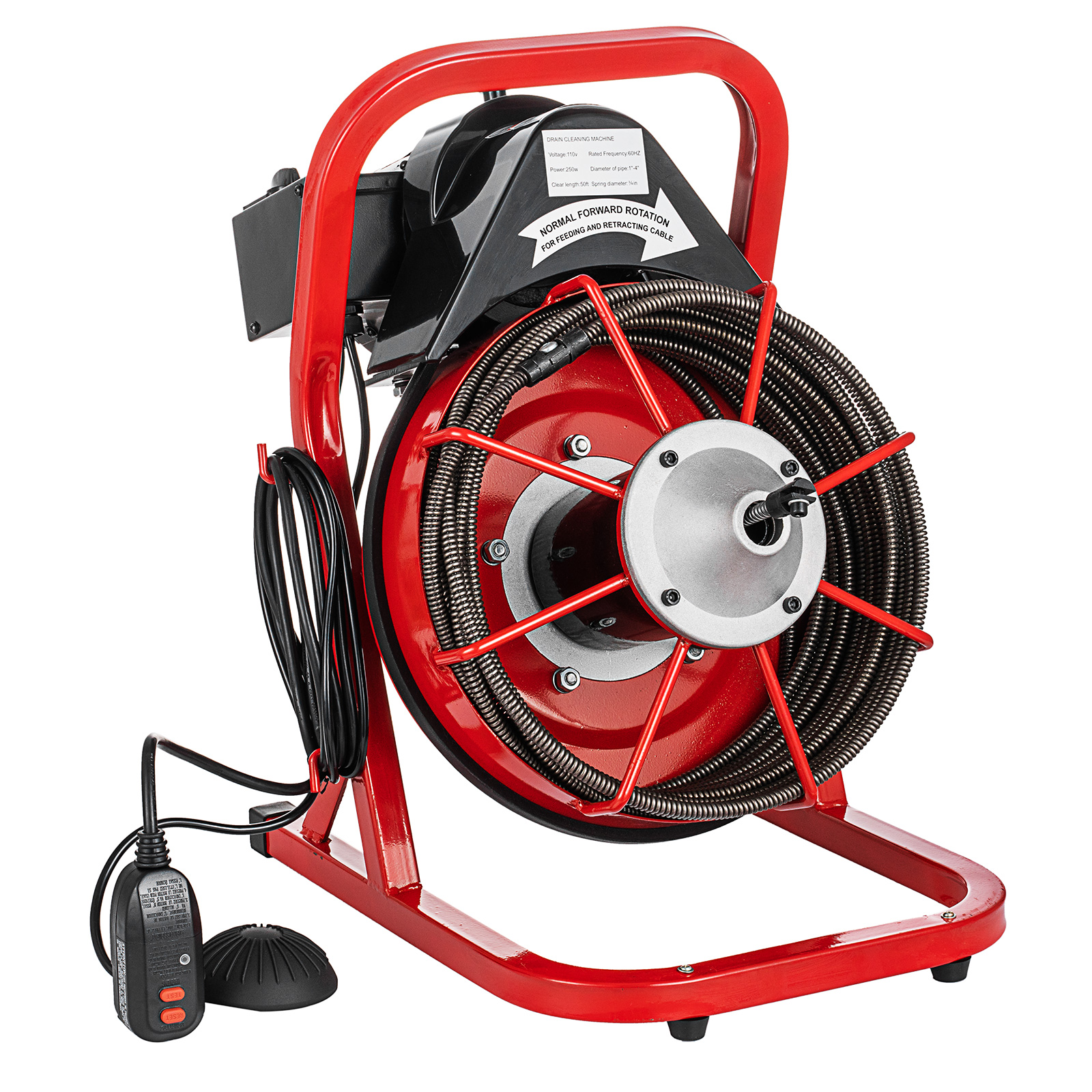 Commercial 50Ft 3/8" Electric Drain Auger Drain Cleaner Machine Snake
