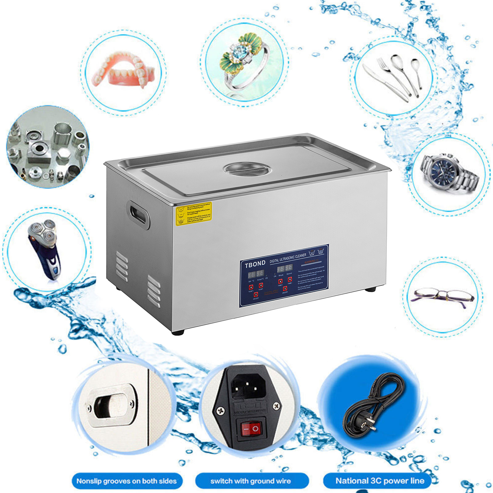New Stainless Steel Ultrasonic Cleaner 22 L Liter Industry Heated Jewelry
