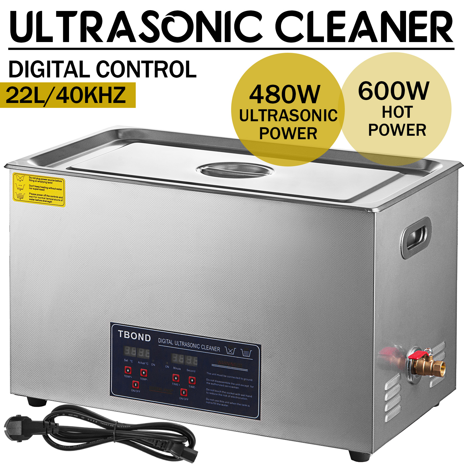 New Stainless Steel Ultrasonic Cleaner 22 L Liter Industry Heated Jewelry