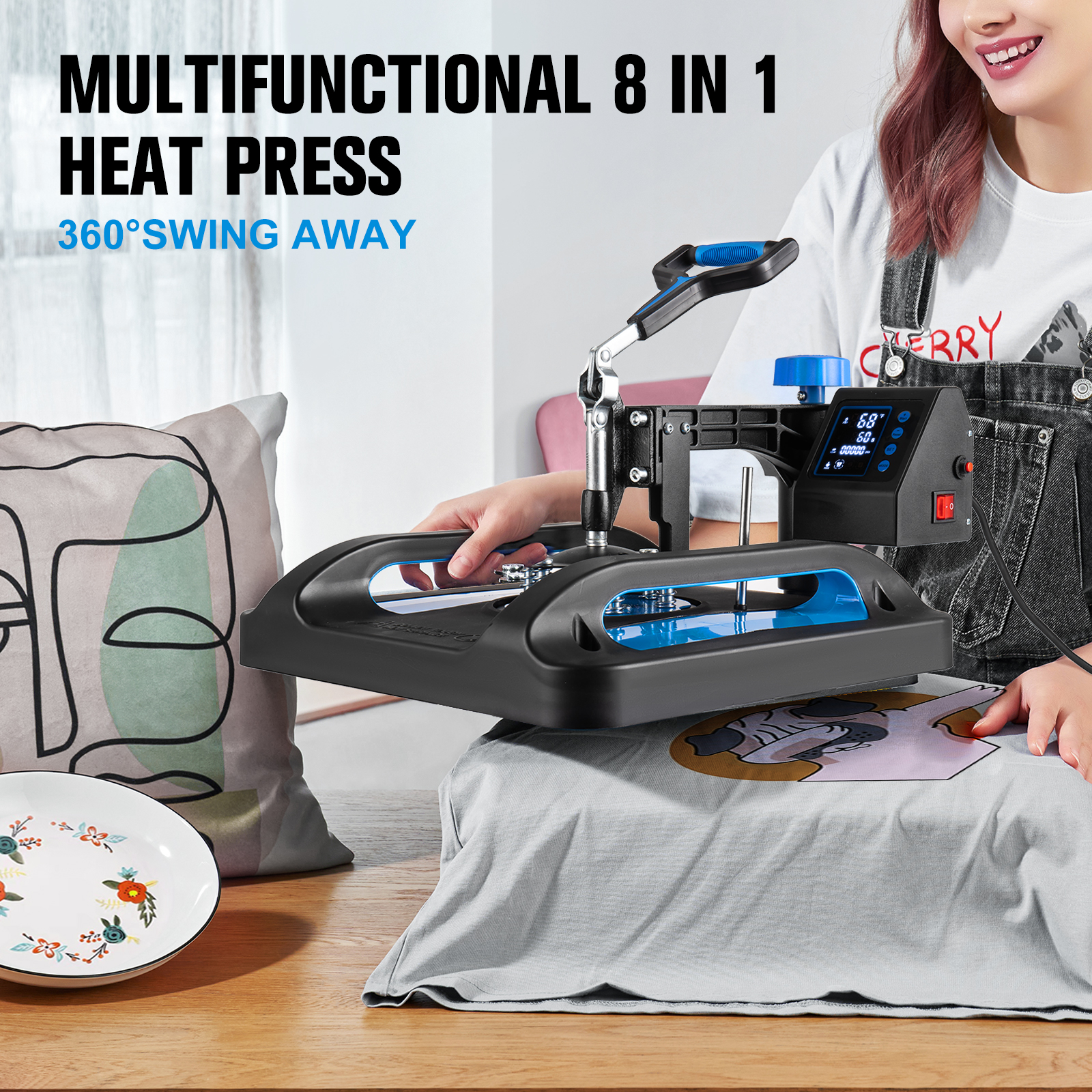 5 in 1 Heat Press Machine Digital Transfer Sublimation T-Shirt Mug Hat Plate Cap