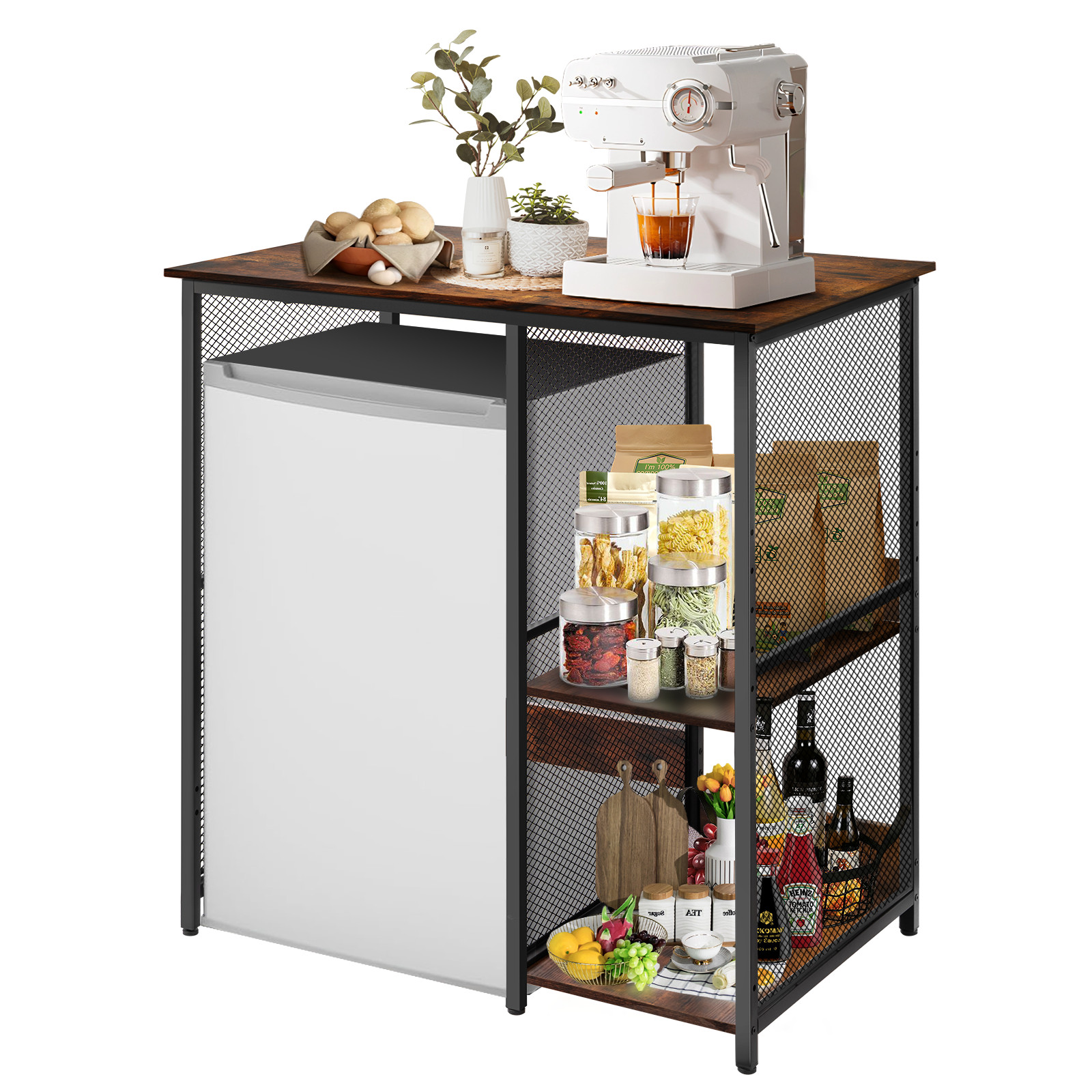 6-Tier Kitchen Bakers Rack - Adjustable Storage Shelf, Freestanding For Microwave, Fridge, Coffee Bar - View #3