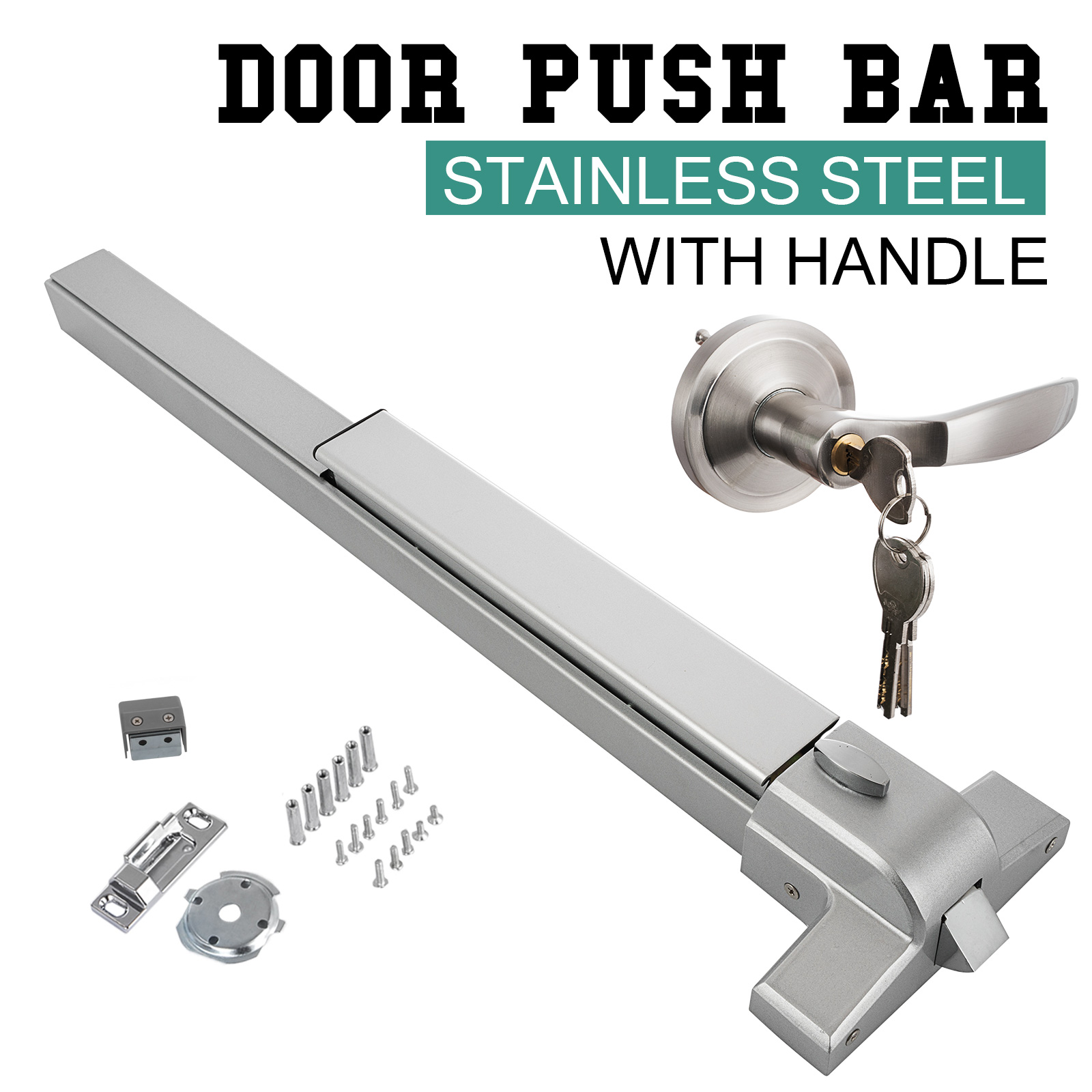 Door Push Bar Panic Exit Device Lock With Handle Emergency Hardware Commercial | eBay How To Lock Push Bar Door