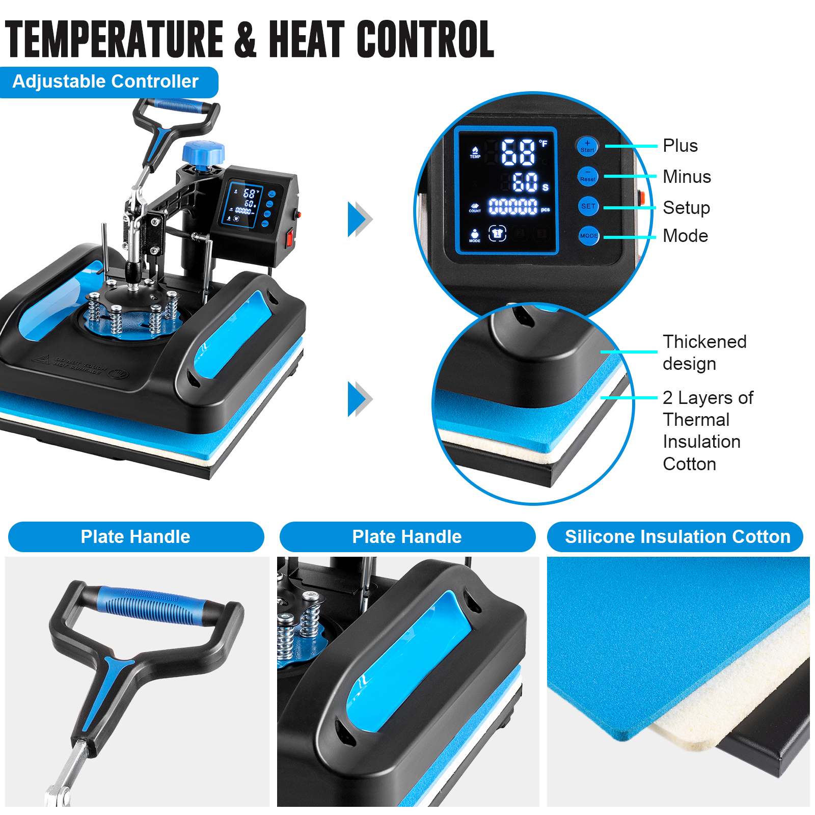 5 in 1 Heat Press Machine Digital Transfer Sublimation T-Shirt Mug Hat Plate Cap