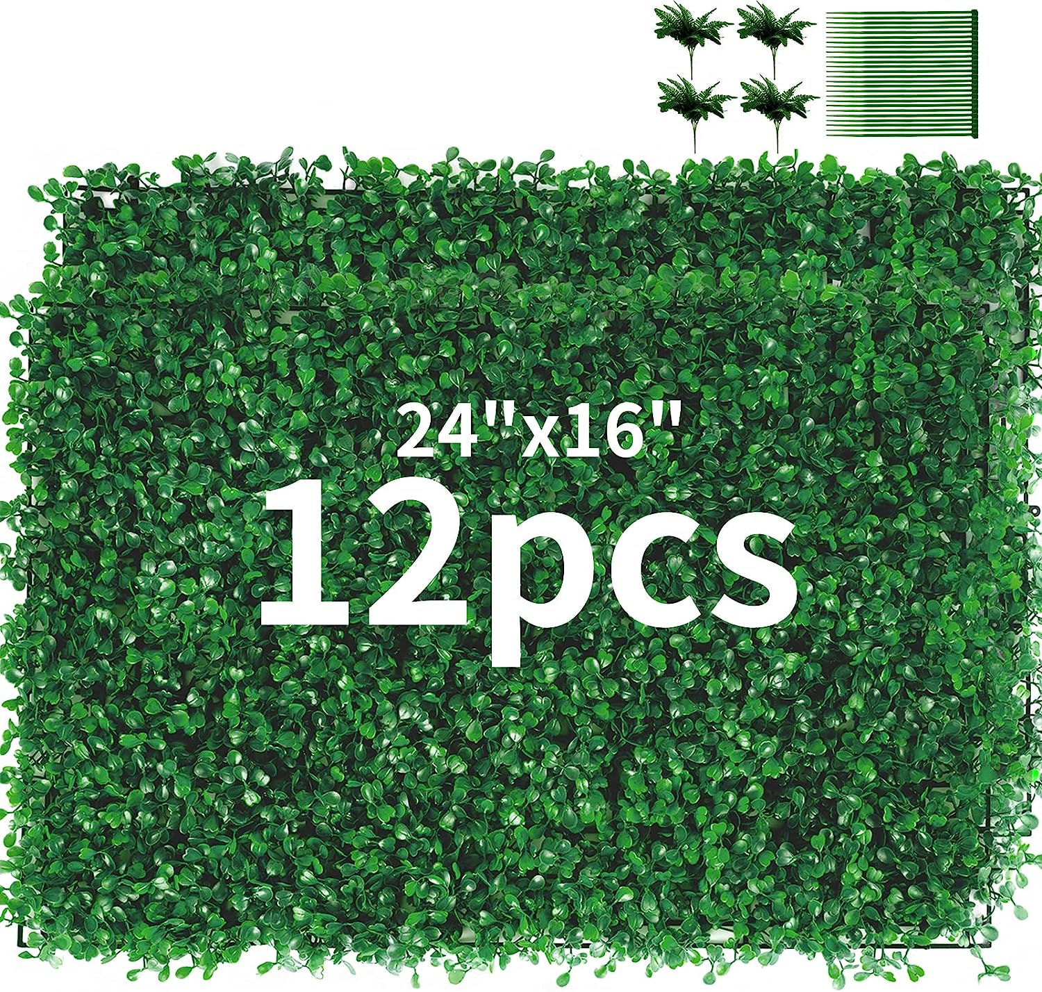 12pcs 24x16" Artificial Boxwood Wall Hedge Mat Plant Panels Outdoor Grass Fence 12pcs 24x16" Artificial Boxwood Wall Hedge Mat Plant Panels Outdoor Grass Fence