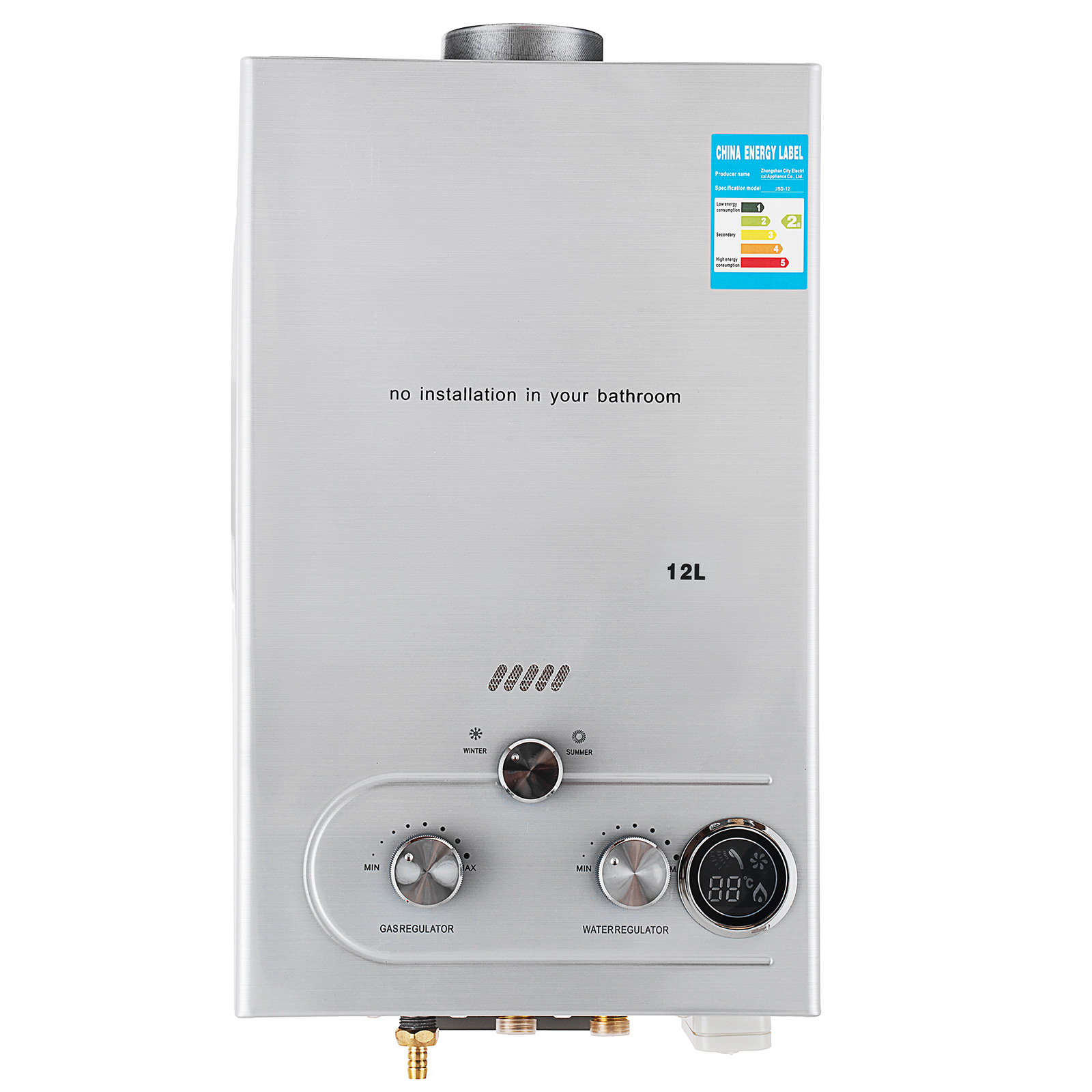 12L GAS LPG Hot Water Heater Propane Tankless Stainless Instant Boiler