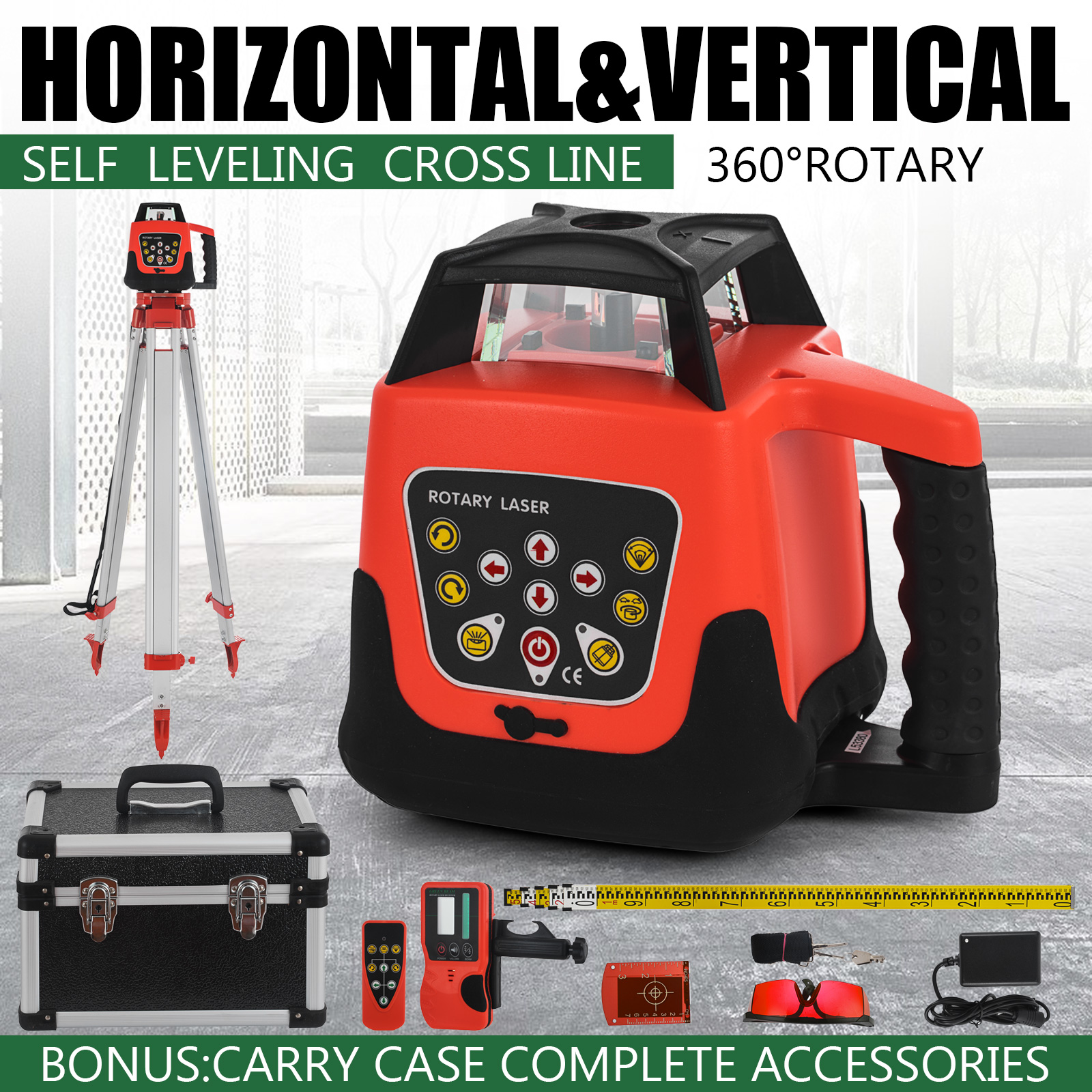 Automatic Self Levelling Rotating Red Laser Level Rotary Laser + 5m