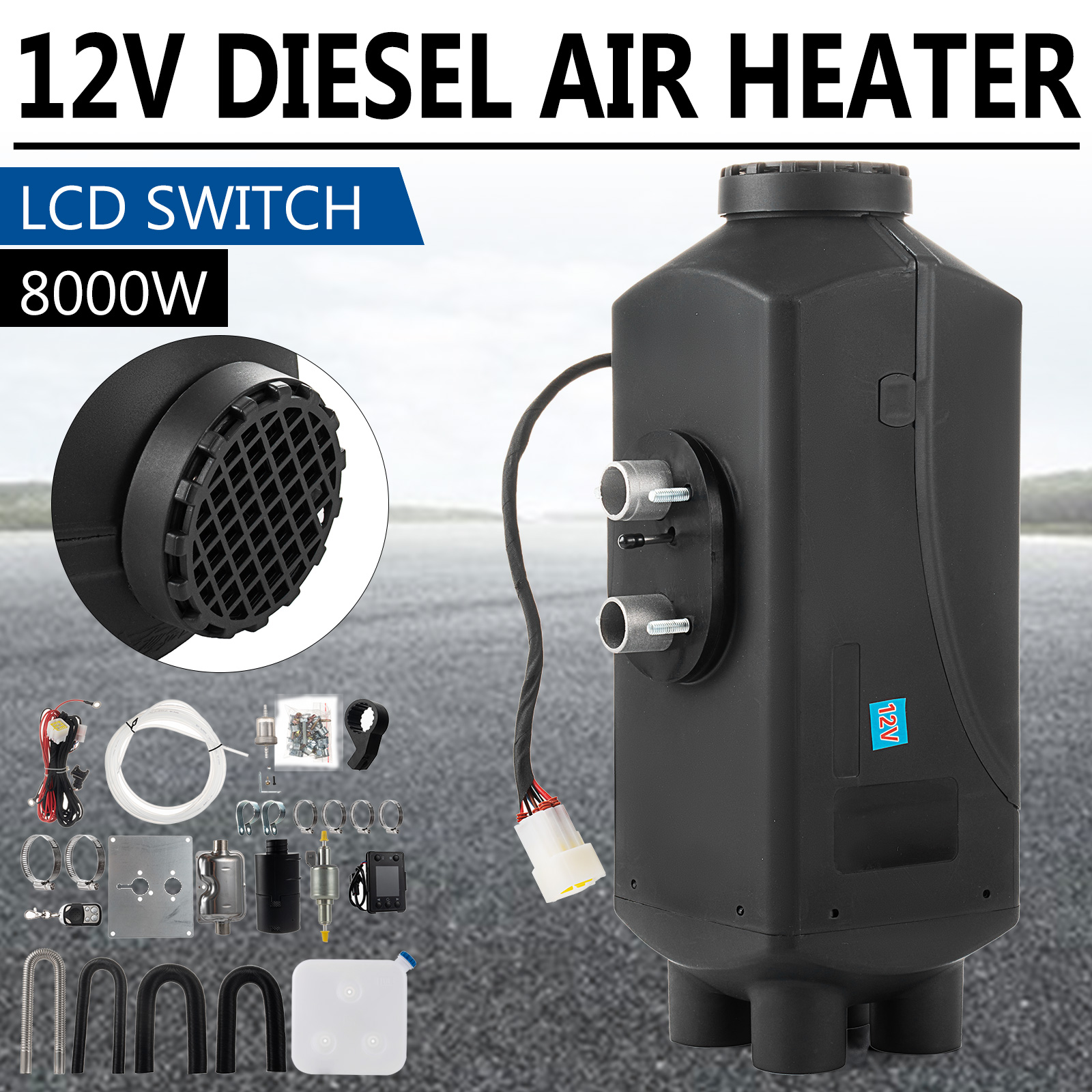 12V Air Diesel Night Heater 8KW Remote LCD Monitor For Car Truck Motor