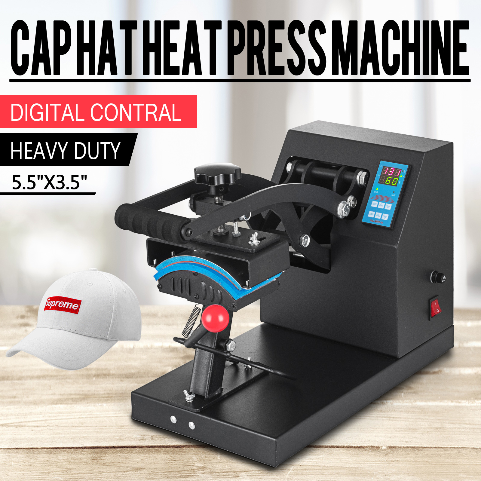7" x 3.75" Digital Cap Hat Heat Press Transfer Sublimation Machine