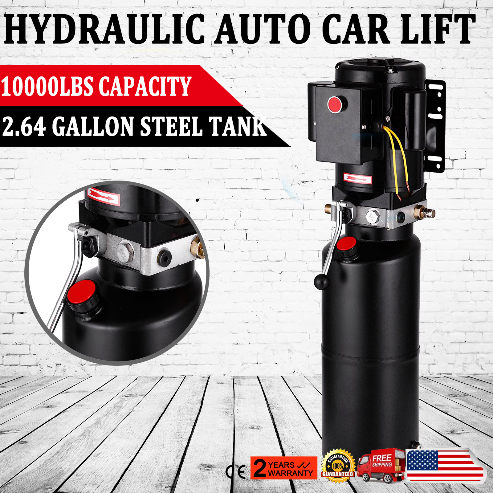 Car Auto Lift Hydraulic Power Unit 220V 2.2 KW 50HZ 3HP Universal Adjustable High Pressure Gear Pump 2.64 Gallon for Car Haulers /& Dump Trailers Trucks