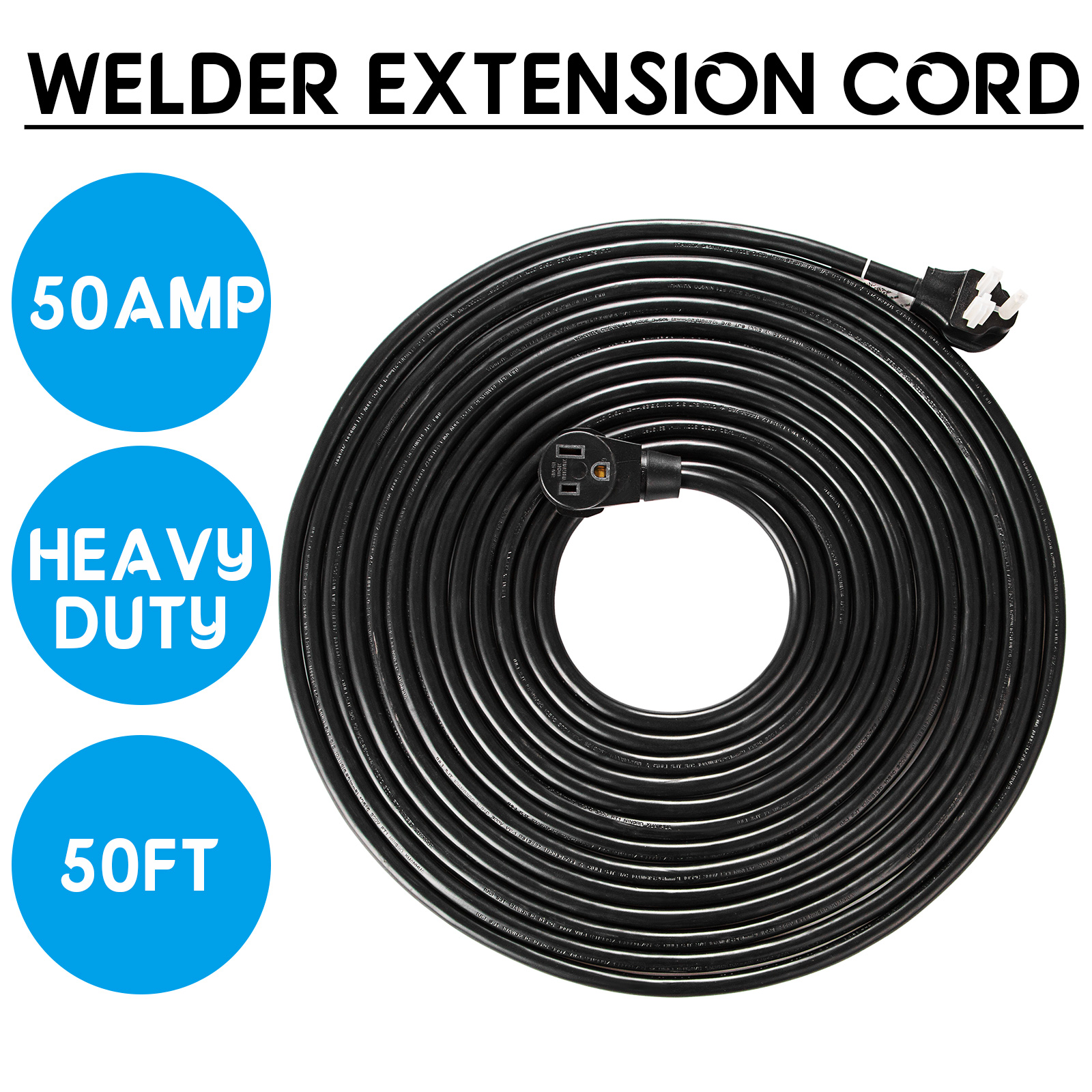 Welder Extension Cord 50' 250 Volt 10/3 Power Cord for TIG MIG Plasma