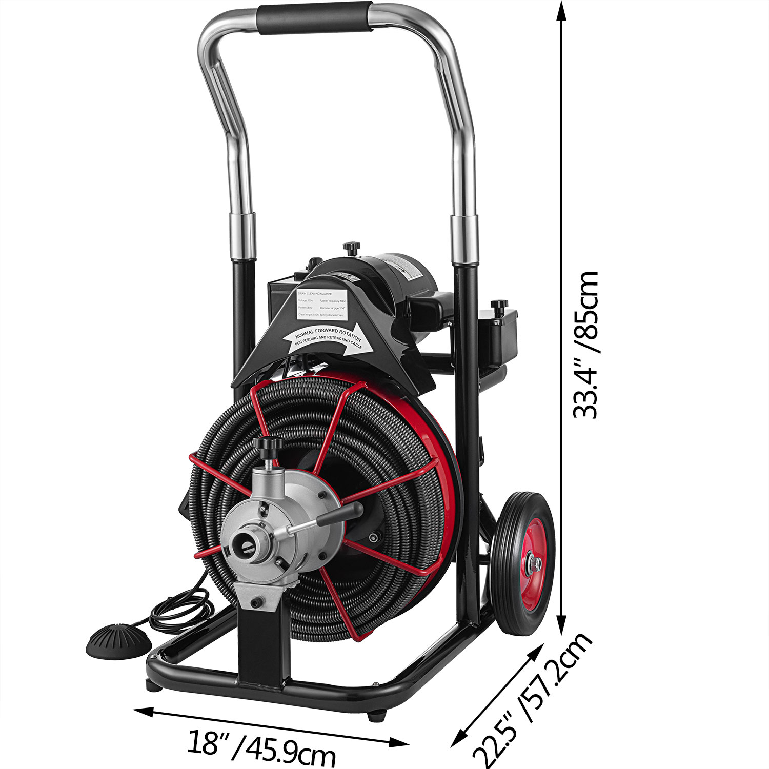 Commercial Drain Cleaner 100ft x 1/2" Sewer Snake Drain Auger Cleaning w/ Cutter