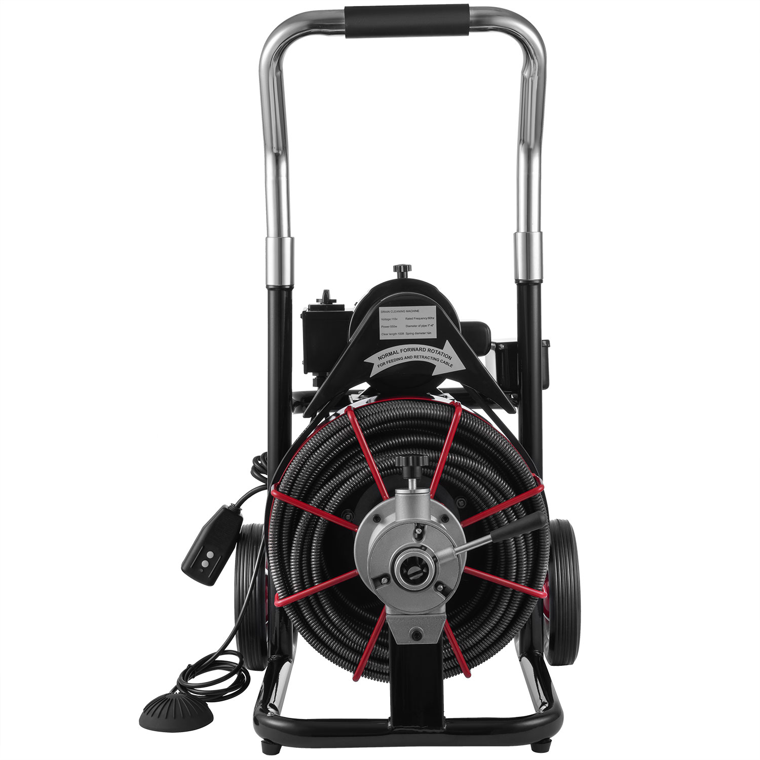 Commercial Drain Cleaner 100ft x 1/2" Sewer Snake Drain Auger Cleaning w/ Cutter