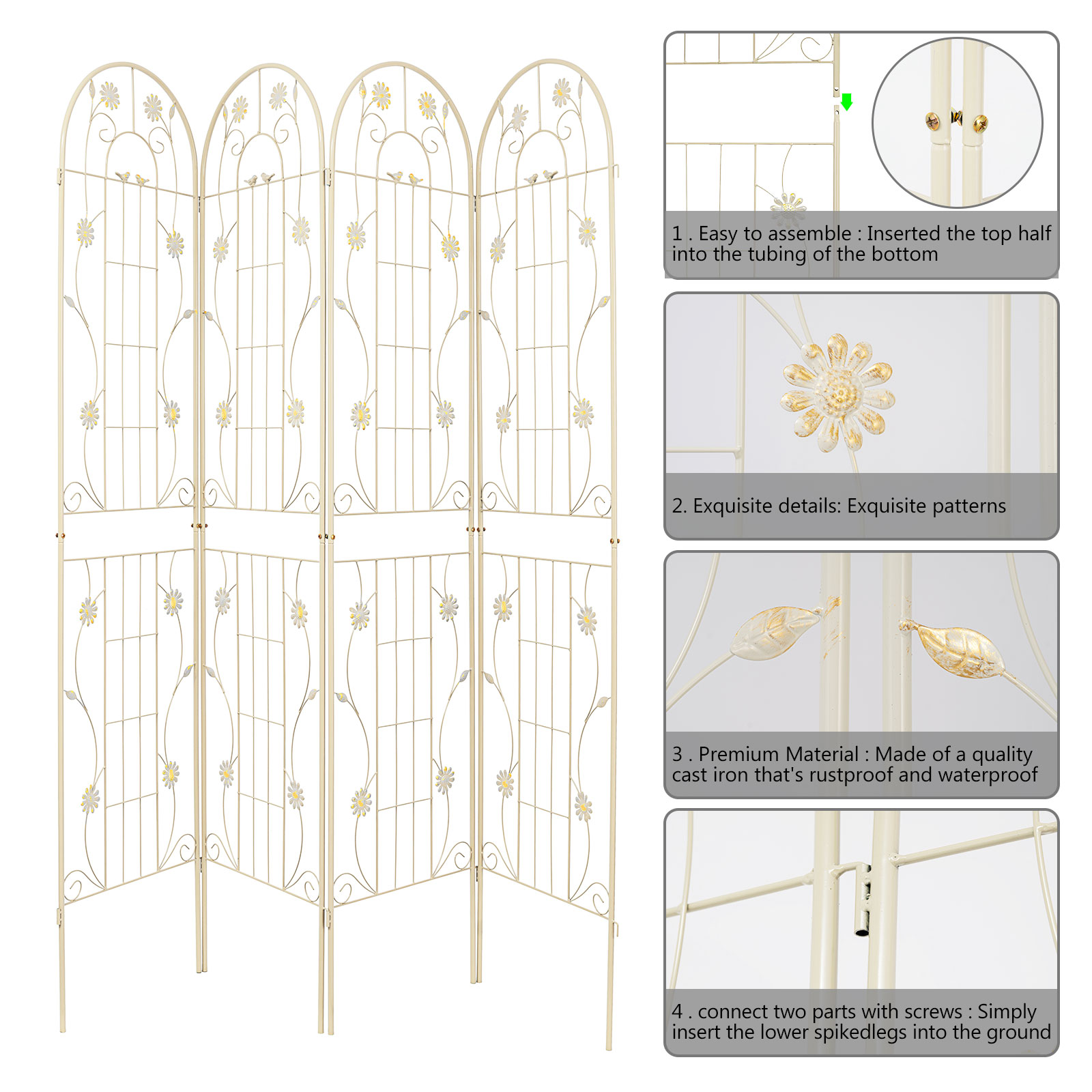 4 Pack 86.7" H x 19.7" W Garden Trellis with Coating for Climbing Plants Outdoor - Picture 63 of 84
