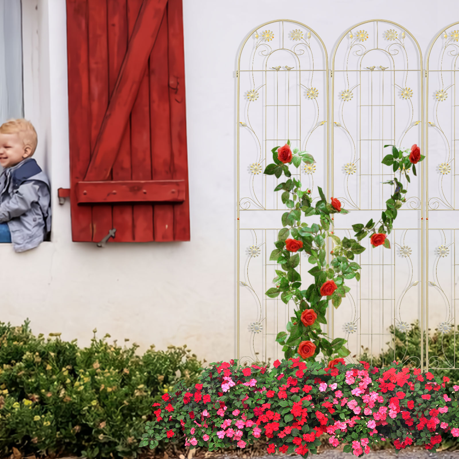 4 Pack 86.7" H x 19.7" W Garden Trellis with Coating for Climbing Plants Outdoor - Picture 65 of 84