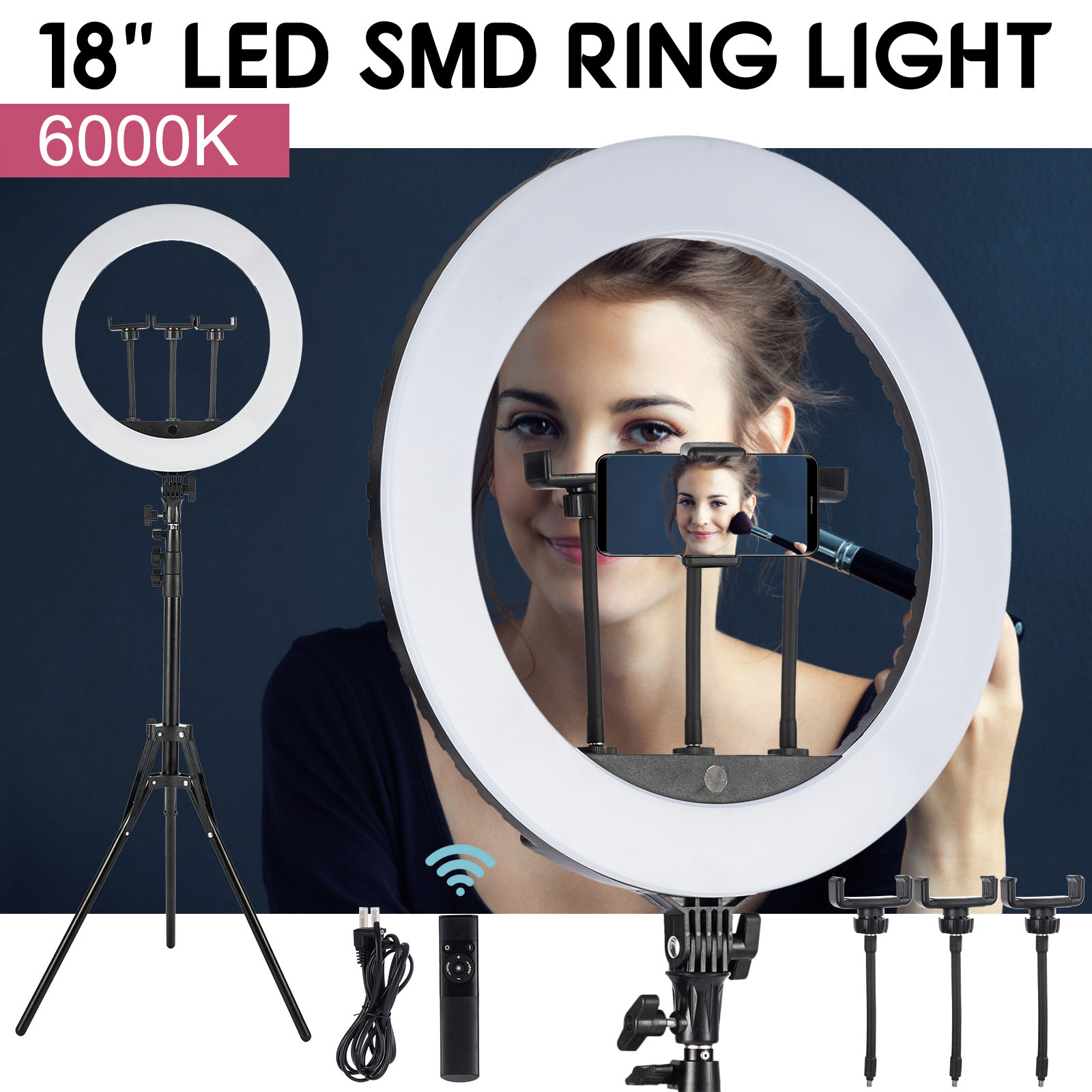19" Dimmable LED Ring Light Studio Stand Lighting Kit Youtube Live Video Makeup