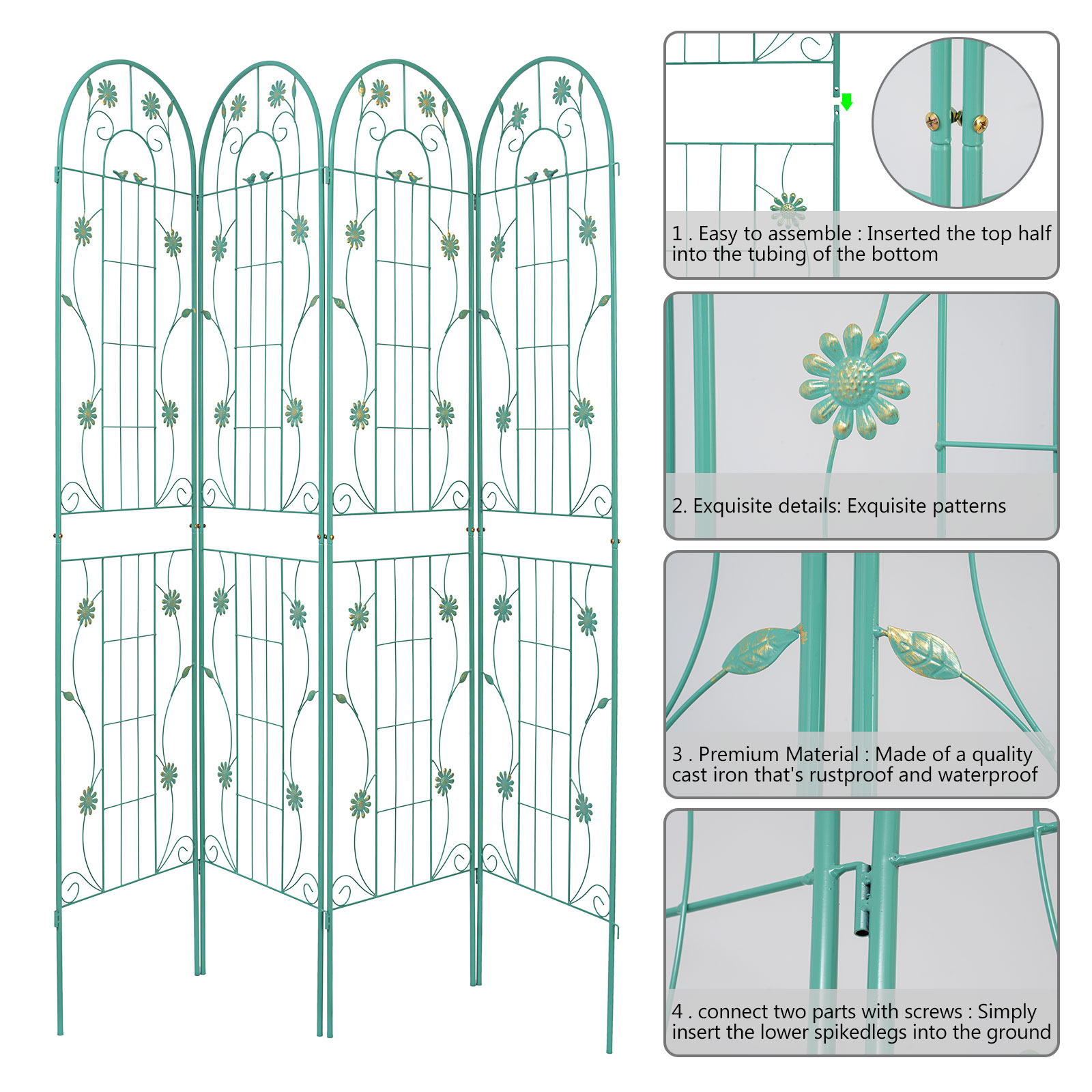 4 Pack 86.7" H x 19.7" W Garden Trellis with Coating for Climbing Plants Outdoor - Picture 76 of 84