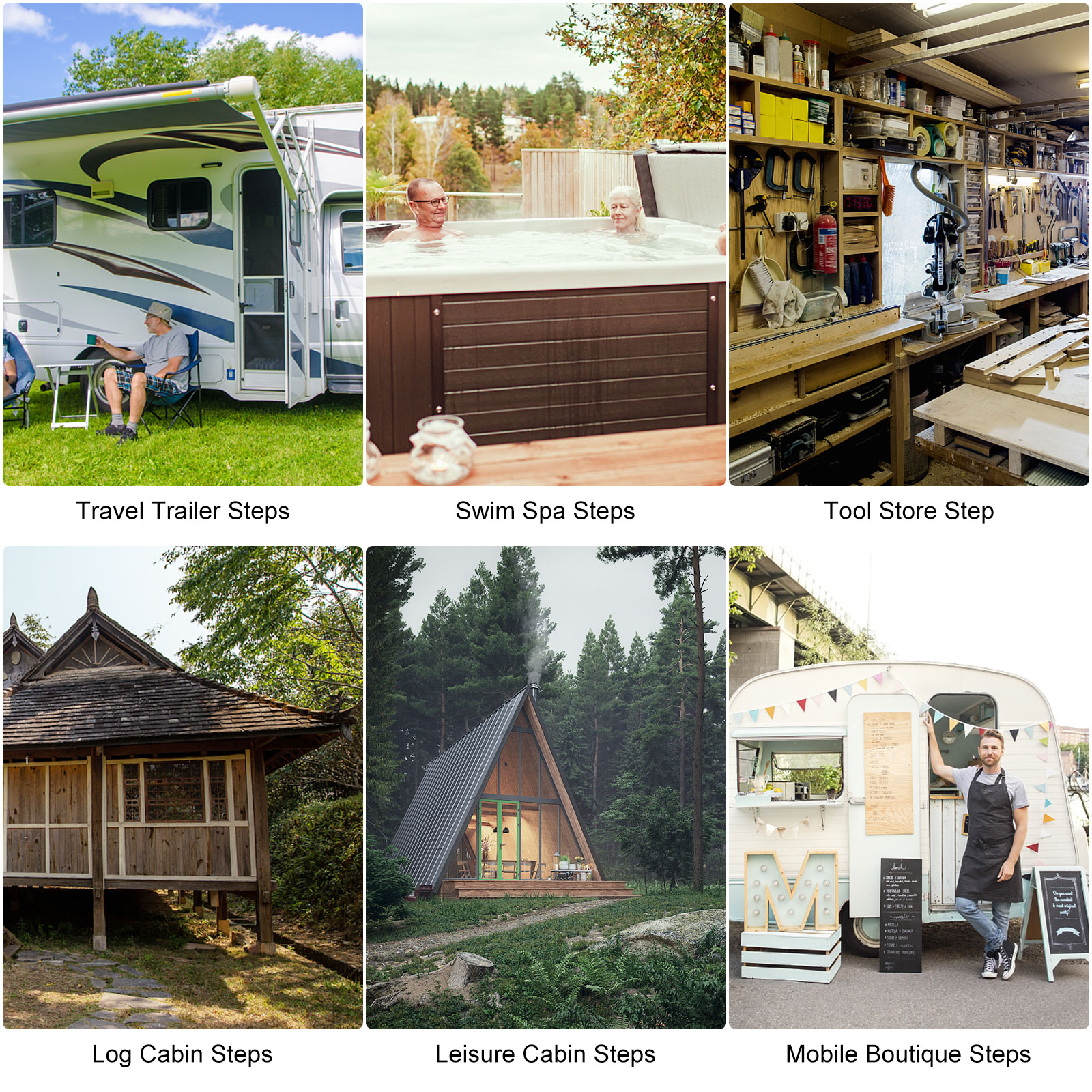 RV Steps with Handrail, 4 Step Hot Tub Stairs, Upgrade Anti-Slip RV Stairs Steps for Safety in and Out of RV, Camper, Mobile Home 