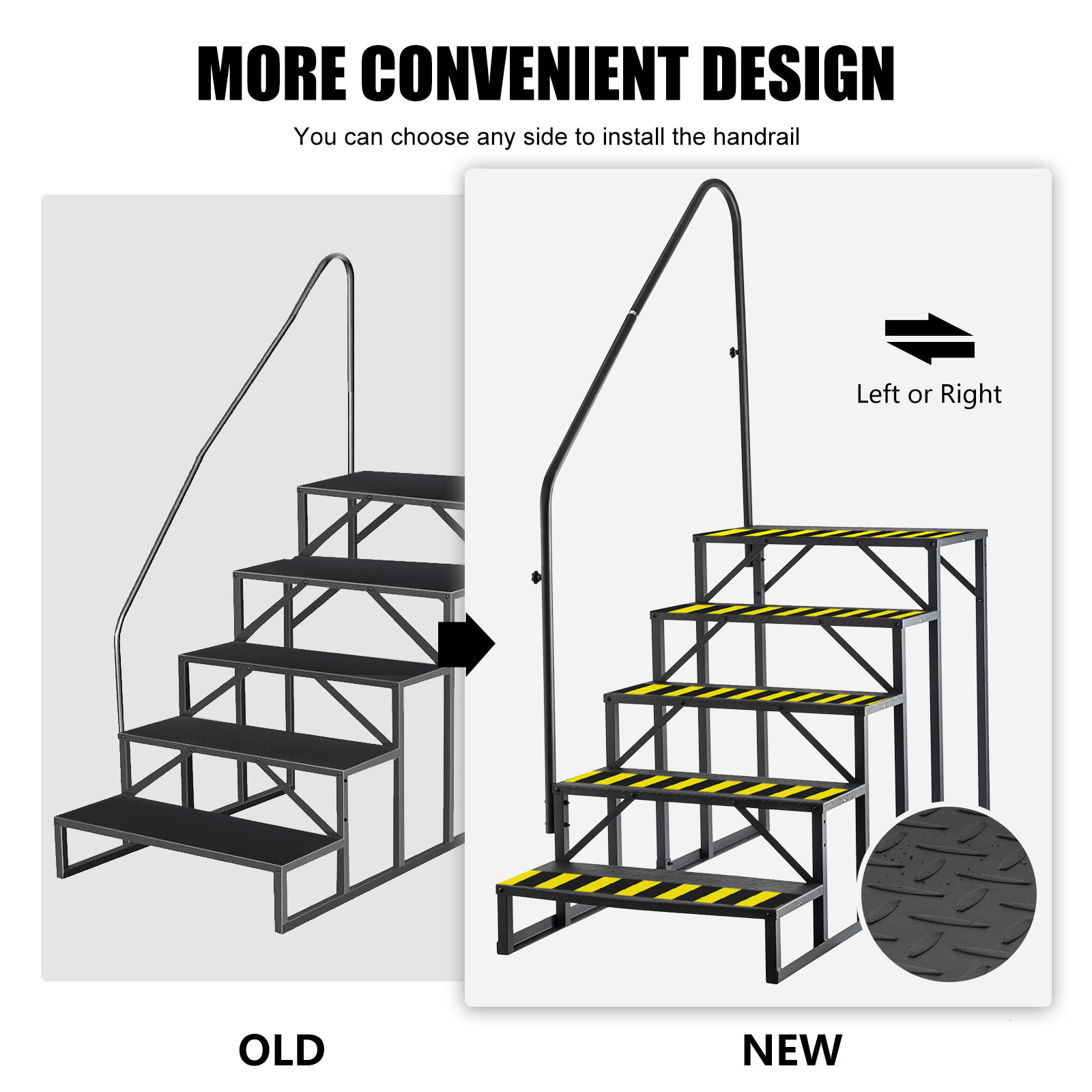 RV Steps with Handrail, 4 Step Hot Tub Stairs, Upgrade Anti-Slip RV Stairs Steps for Safety in and Out of RV, Camper, Mobile Home 